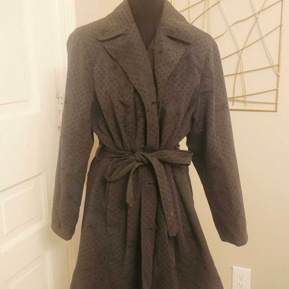 Stylish Brown Floral Trench Coat
